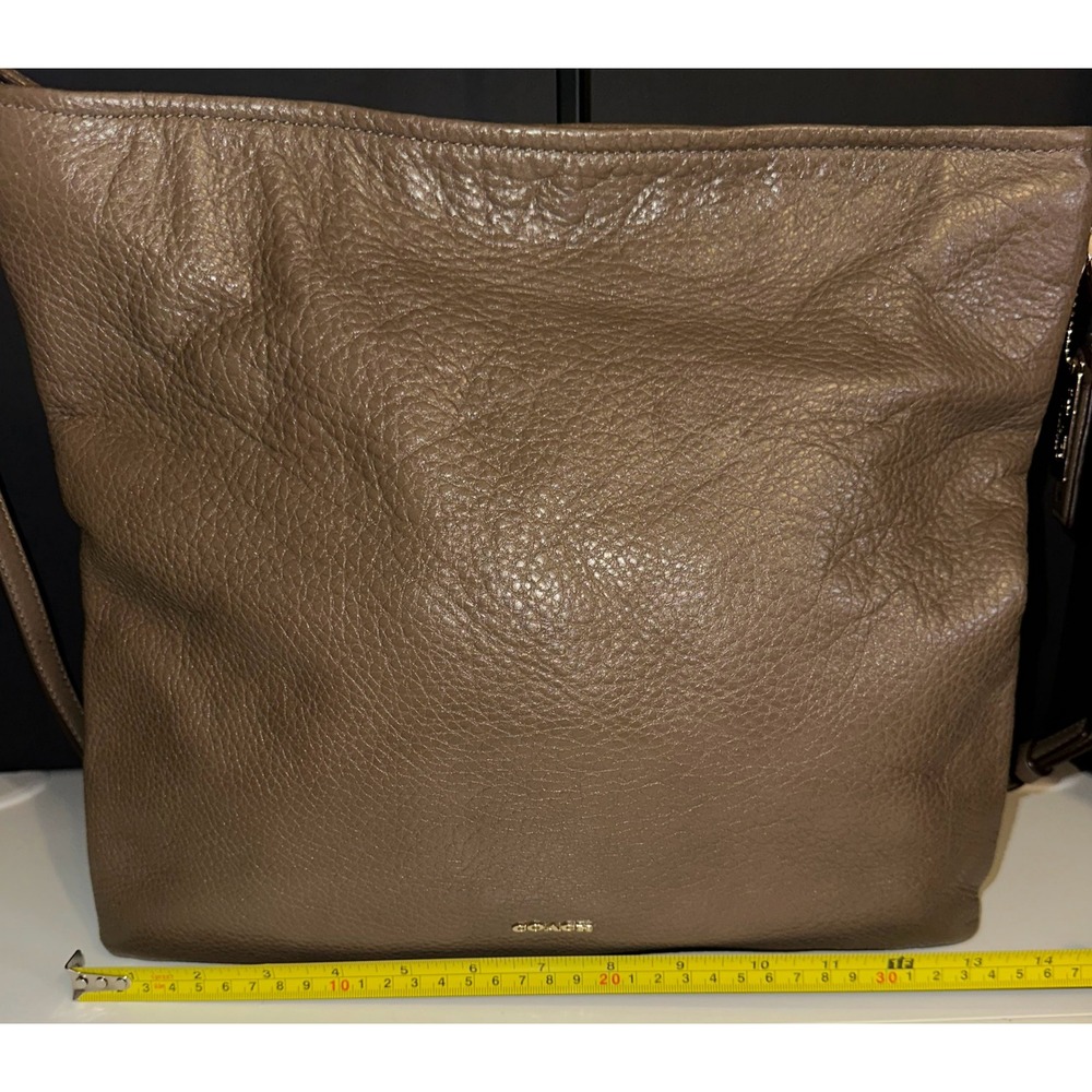 Coach Hobo Bag Womens Large Taupe Pebble Leather Crossbody 27858 - Picture 7 of 16